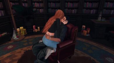 Library Sex Destroyed During Sims Game With Babe Having Big Tits Cunnilingus Orgasm