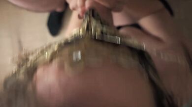 Masked Italian Wife Dragged For Sloppy POV Blowjob And Cum Cleanup
