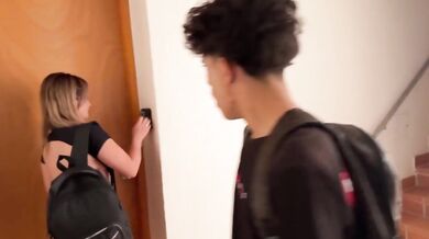 Step Mom and Stepbrother Share Hotel Bed and Unexpected Rough Latina Squirting Cumshot