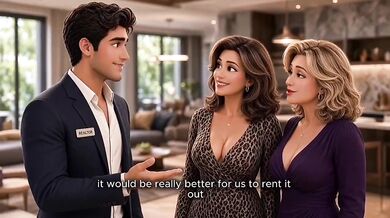Two Mature Women Fucked Handsome Man Cartoon AI Threesome FFM