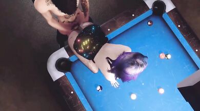 Wild Night Destroyed At Billiard Club With Hot Purple Hair Babe Gaming 3D VAM AI