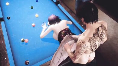 Wild Night Destroyed At Billiard Club With Hot Purple Hair Babe Gaming 3D VAM AI