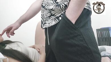 Doggy view destroys tiny pussy as big ass girl spreads ass with hands on ass