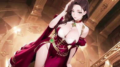 Red Robe Queen Destroyed Gushing Choked Low Angle Skirt Lift Gothic Corridor Walk Lazy Throne HD Porn