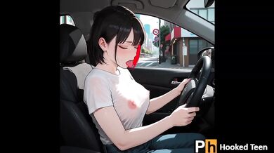 Horny Anime Girl Destroyed in Car Public Sex Big Tits Ahegao
