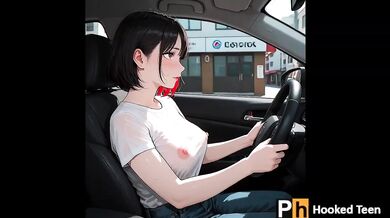 Horny Anime Girl Destroyed in Car Public Sex Big Tits Ahegao
