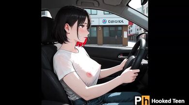 Horny Anime Girl Destroyed in Car Public Sex Big Tits Ahegao