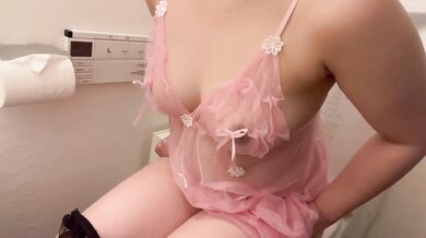 Baby Doll Lingerie Japanese Solo Female Amateur No Bra Nipples Leaky Toilet Break