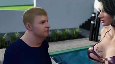 Gaming Destroyed By Big Tits Brunette And Redhead MILFs Away From Home Cap 41
