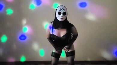 Halloween Baile Sensual Cabello Negro Mascara Diabolic Full Culo Perfecto