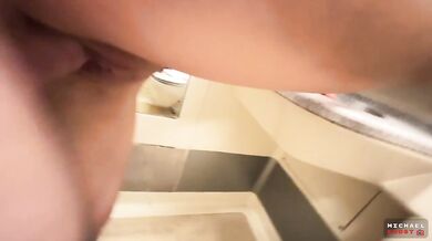 Grateful Fellow Traveler Takes Massive Cock in Train Toilet for Public Blowjob and Cumshot Facial