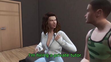 Shy Private Tutor Catches Student Jerking Off Under the Table Then Fucks Him