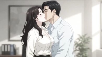 Cheating Wife Devours Boss In Office While Husband Watches