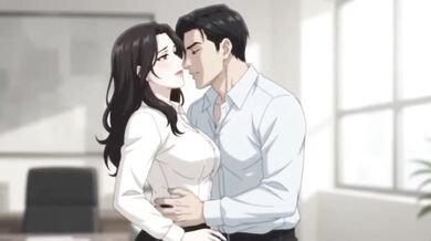 Cheating Wife Devours Boss In Office While Husband Watches