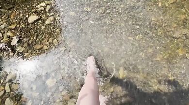Wet Outdoor River POV Doggy Cowgirl Messy Belly Cumshot Real Amateur Blonde Couple Gushing Passionate