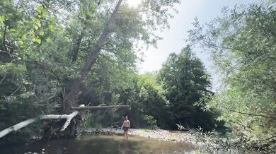 Wet Outdoor River POV Doggy Cowgirl Messy Belly Cumshot Real Amateur Blonde Couple Gushing Passionate