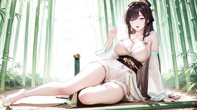 Emerald Lazy Beauty Destroyed By Glowing Sword In Sun Corridor