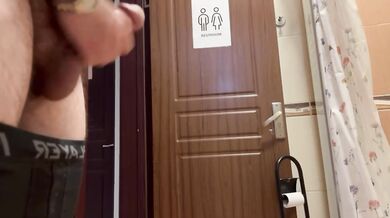 British MILF Destroyed In Public Restroom Handjob While Cuckold Husband Waited