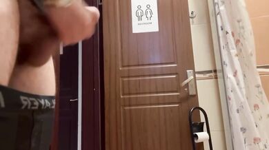 British MILF Destroyed In Public Restroom Handjob While Cuckold Husband Waited