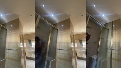 Ebony BBW Milf Taking A Shower Destroyed Gushing Choked