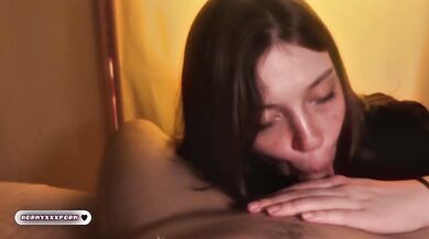 POV Sloppy Blowjob Swallow Cock Sucking Brunette Babe 18-25 Amateur Exclusive HD