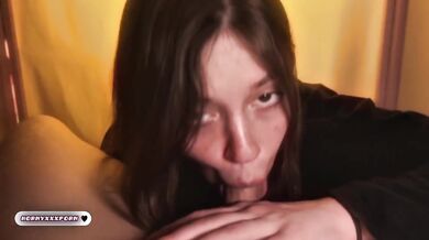 POV Sloppy Blowjob Swallow Cock Sucking Brunette Babe 18-25 Amateur Exclusive HD