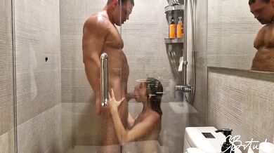 Stepdad destroyed hot stepdaughter in shower while mom makes breakfast step fantasy taboo
