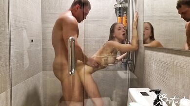 Stepdad destroyed hot stepdaughter in shower while mom makes breakfast step fantasy taboo
