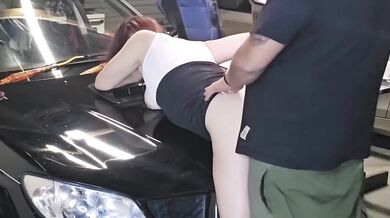 Pregnant Stepdaughter Creampie on Car Bonnet Taboo Fucking Hot Sex