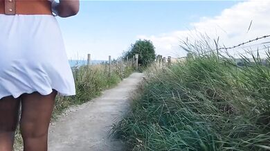 Upskirt Flash During Nature Walk With Stranger Fingering CUM