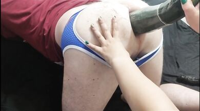 Femdom mistress destroyed husband with huge zucchini dp double penetration anal fisting extreme cumshot