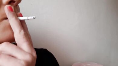 Blonde Babe Lights Cigarette Smoking Fetish POV Solo Female Amateur