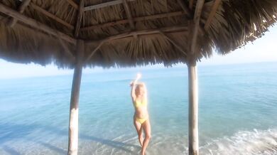 Destroyed Exhibitionist Wife Gushing Natural Tits in Atlantic Ocean Nudist Beach