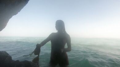 Destroyed Exhibitionist Wife Gushing Natural Tits in Atlantic Ocean Nudist Beach