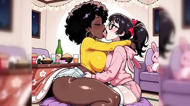 POV Lesbian Slumber Party Pizza Extra Sausage Destroyed Gushing Squirt Scissoring Big Dildo Vibrator Cumshot