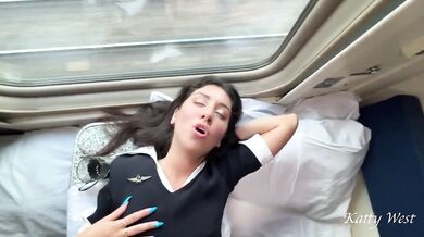 Cum Dripping Doggystyle Public Train Sex With Stewardess Conductor