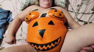Halloween latex pregnant belly destroyed huge cock gushing squirt homemade wife tight pussy