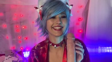 Petite Cat Girl Egirl Destroys Herself Riding Big Dildo Cumshot Creampie Cum in Mouth