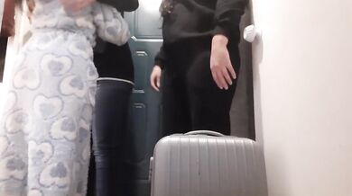While my mother was in the bedroom my girlfriend and I fucked in the hallway - lesbian cunnilingus and cum dripping passionate Russian homemade