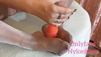 Glossy Nylon MILF With Big Ass Feet Destroyed By Red Dildo Solo HD Exclusive