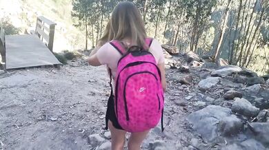 Mommy Destroyed By Dildo Ride On Outdoor Hike Rewarded With Gushing Choked Cream