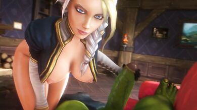 Jaina Proudmore Handjob Destroyed Gushing Big Tits 3D Warcraft Orcs