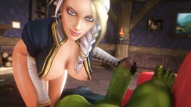 Jaina Proudmore Handjob Destroyed Gushing Big Tits 3D Warcraft Orcs