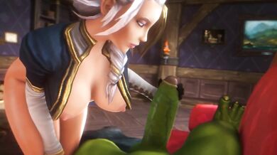 Jaina Proudmore Handjob Destroyed Gushing Big Tits 3D Warcraft Orcs