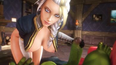 Jaina Proudmore Handjob Destroyed Gushing Big Tits 3D Warcraft Orcs