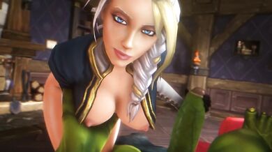 Jaina Proudmore Handjob Destroyed Gushing Big Tits 3D Warcraft Orcs