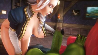 Jaina Proudmore Handjob Destroyed Gushing Big Tits 3D Warcraft Orcs