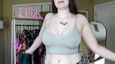 Braless Big Tits Try On Haul Gushing Choked Amateur Brunette Verified