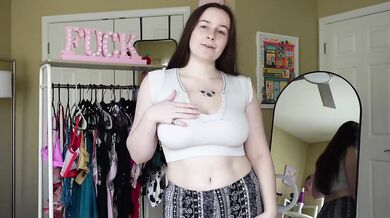 Braless Big Tits Try On Haul Gushing Choked Amateur Brunette Verified