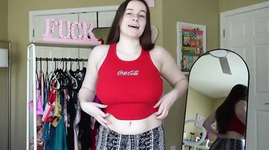 Braless Big Tits Try On Haul Gushing Choked Amateur Brunette Verified